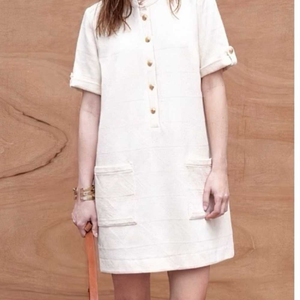 Sezane Cream Midi Dress with Gold Buttons
